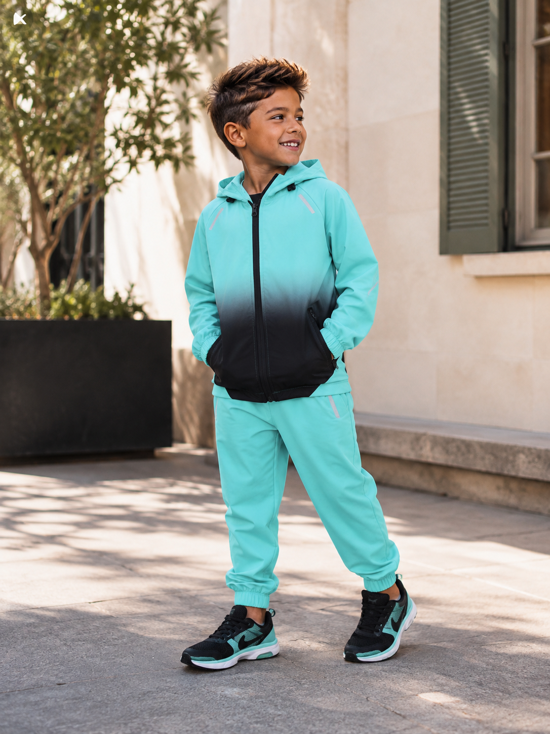 🩵 Ensemble coupe-vent & pantalon – Garçon