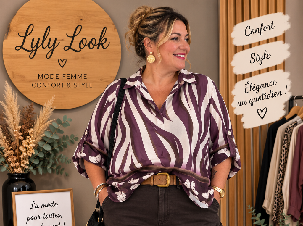 Blouse imprimée prune