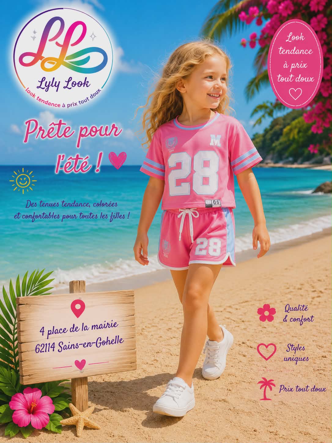 🌸 Ensemble Fille Rose Sport Chic – Prête pour l'été ! 🌸
