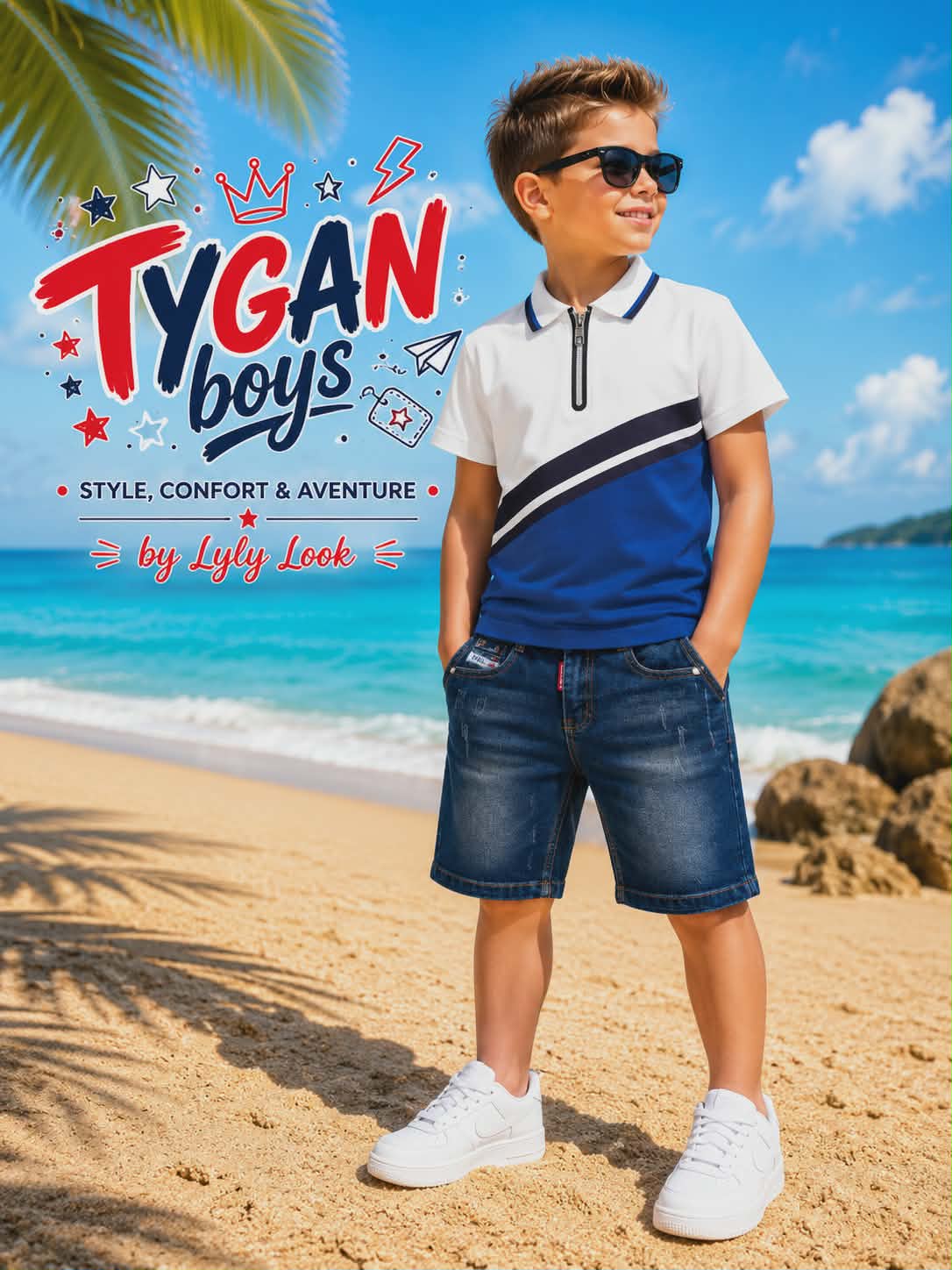 Polo garçon Tygan Boys – Élégance décontractée 💙🤍