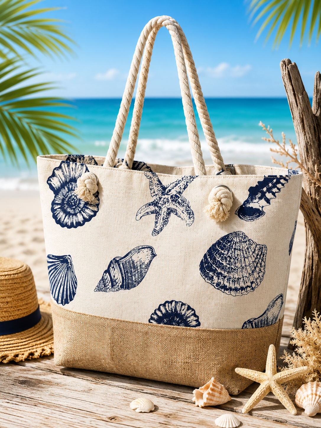 Sac de plage coquillages marine