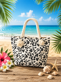 Sac de plage fleuri noir & blanc