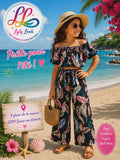 🌴 Ensemble Fille Tropical Noir – Prête pour l’été ! 🌴