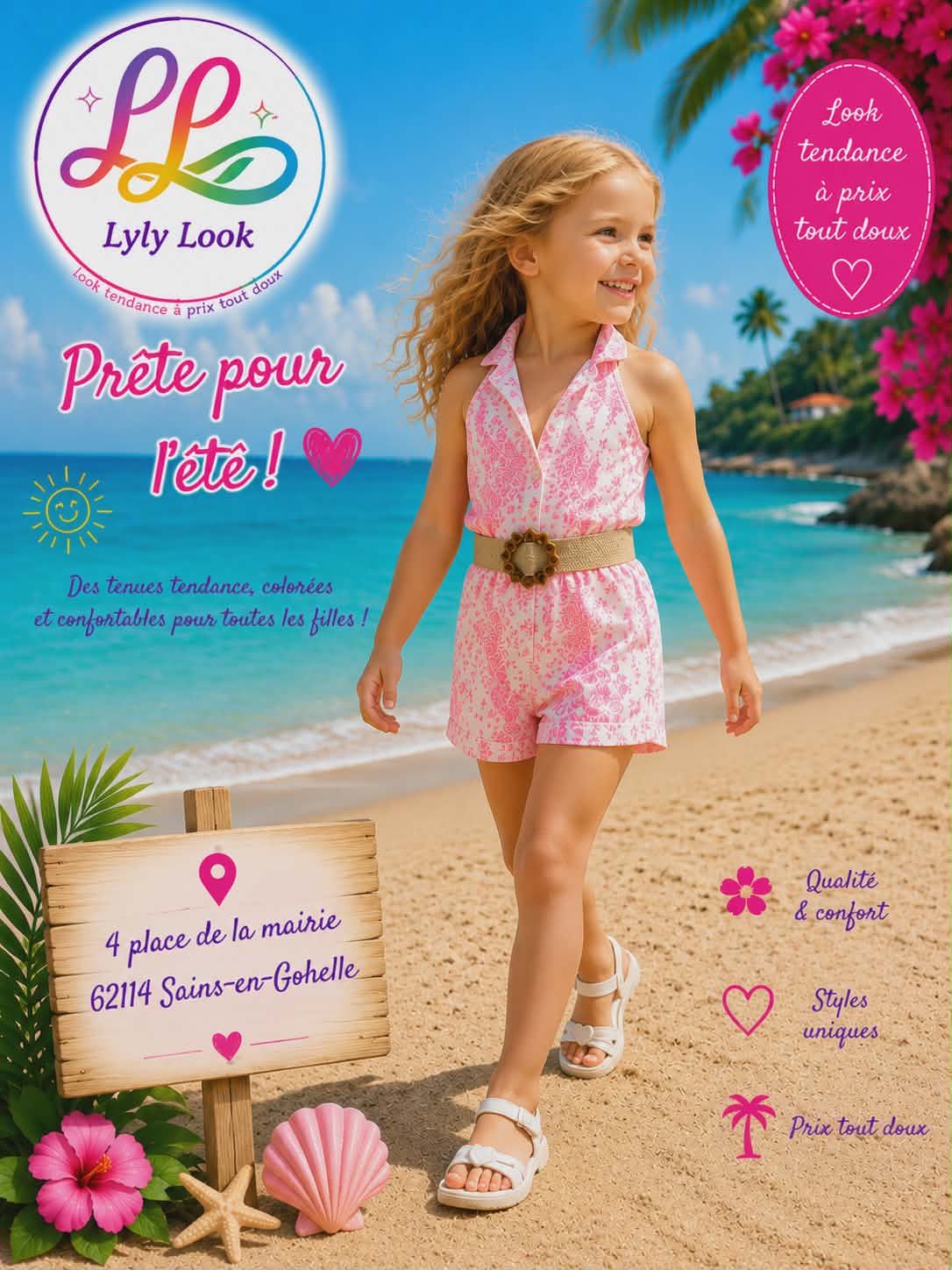 🌸 Combishort Fille Rose – Prête pour l'été ! 🌸