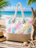 Sac de plage Grand Format – Motif Tropical Pastel
