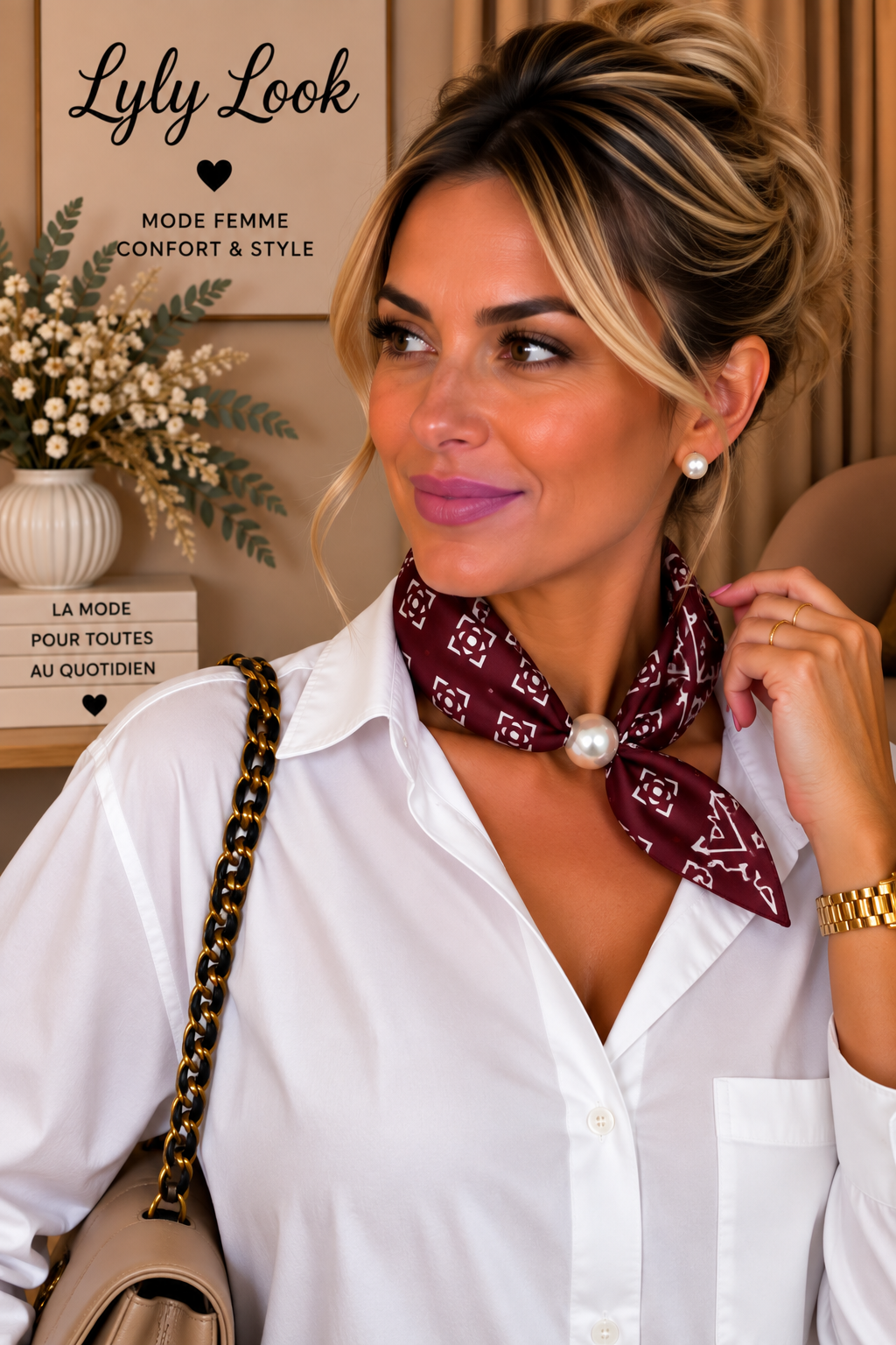 ✨ Foulard bijou – Bordeaux 🤍