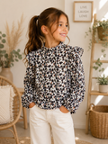 🌸 Blouse fleurie à volants – Fille