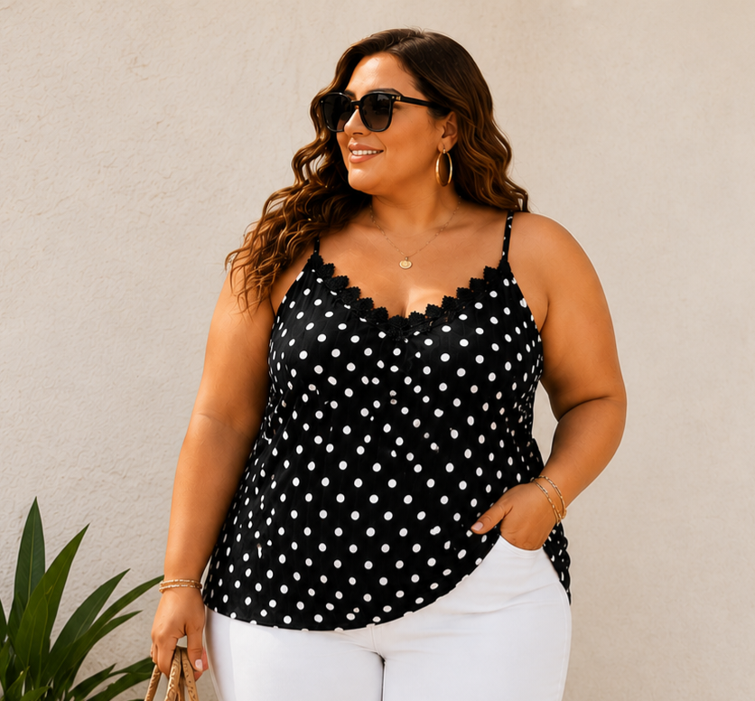 Débardeur Christy Noir à Pois