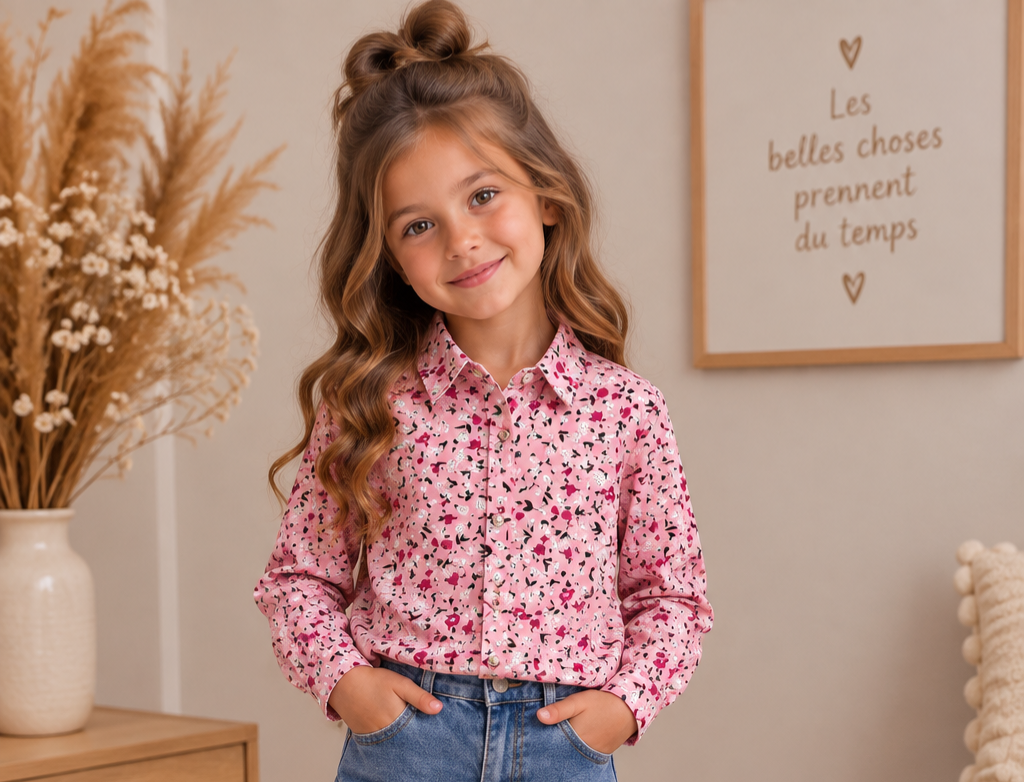🌸 Chemise Rose Imprimée