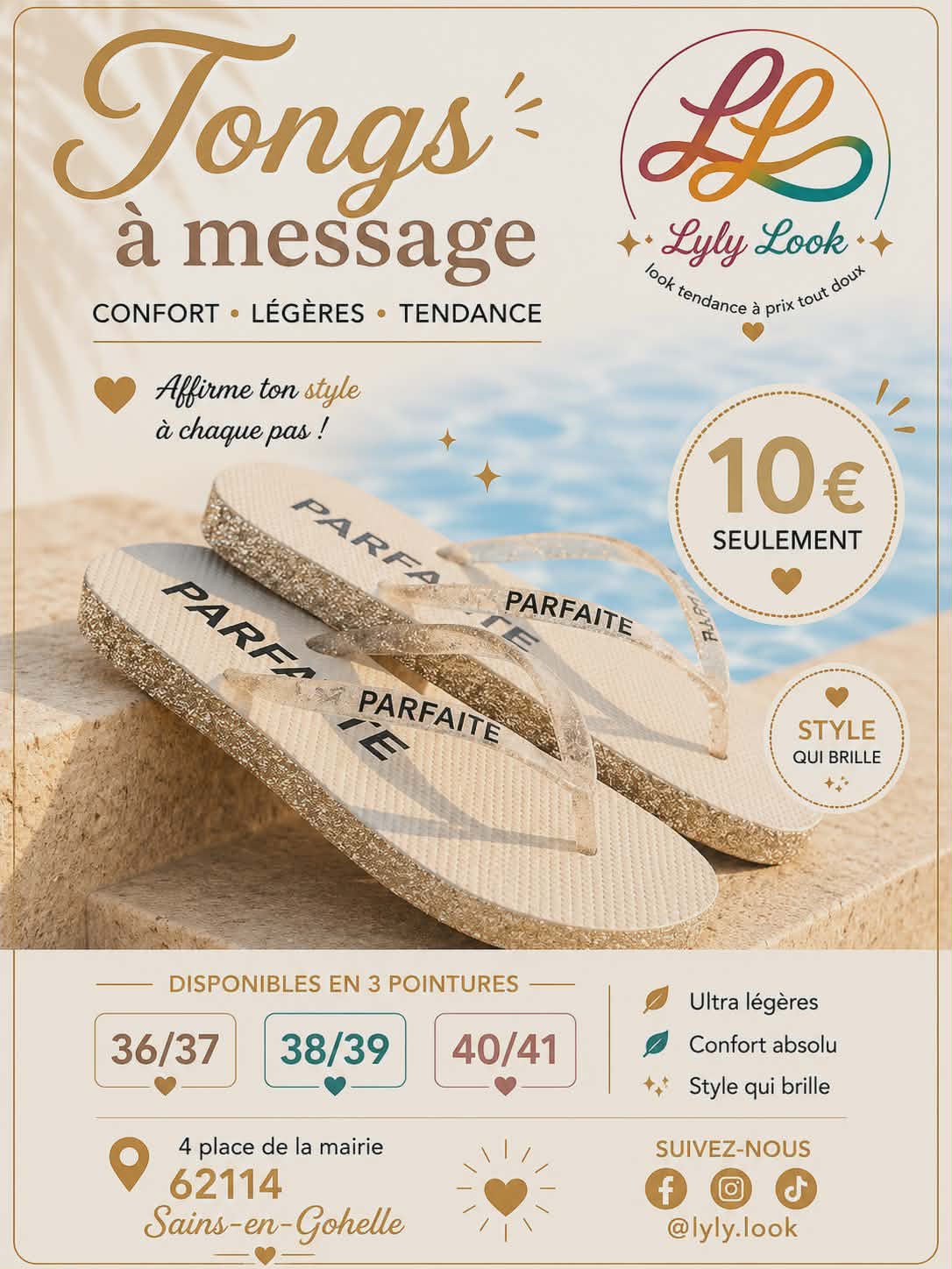 Tongs à Message – PARFAITE ✨🤍