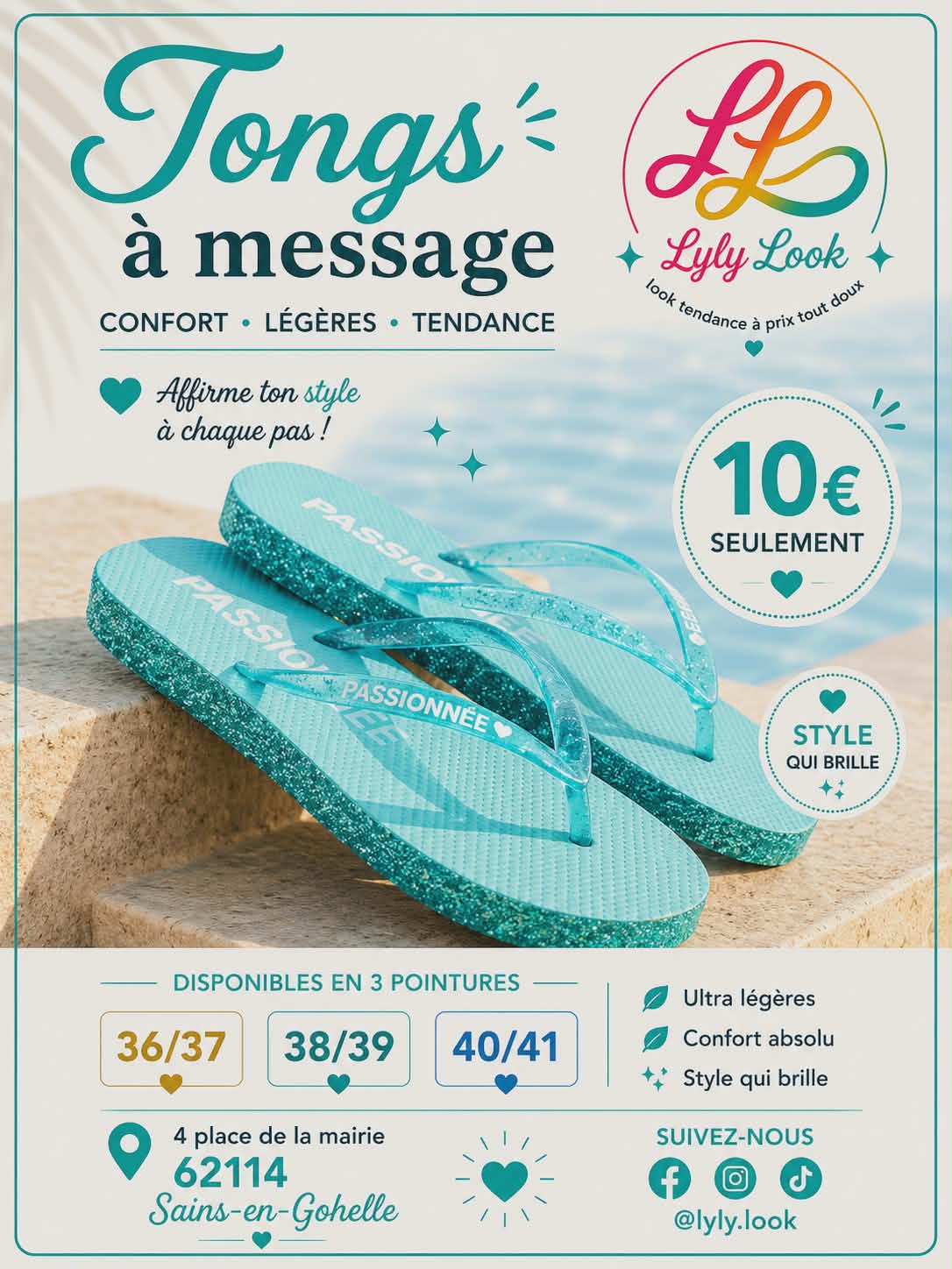Tongs à Message – PASSIONNÉE 💙✨