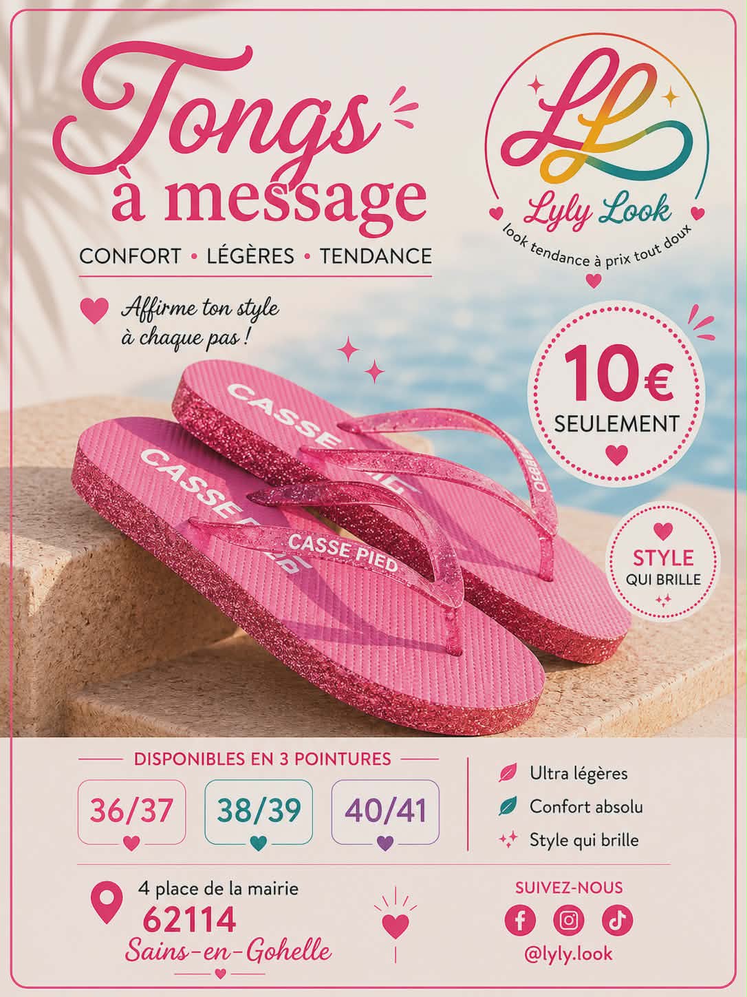 Tongs à Message – CASSE PIED 🩷✨