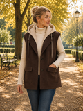 🤎 Veste sans manches à capuche – Marron