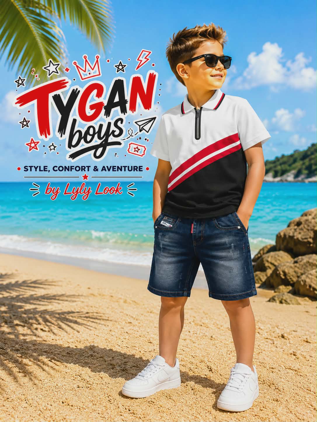 Polo garçon Tygan Boys – Élégance décontractée 💙🤍