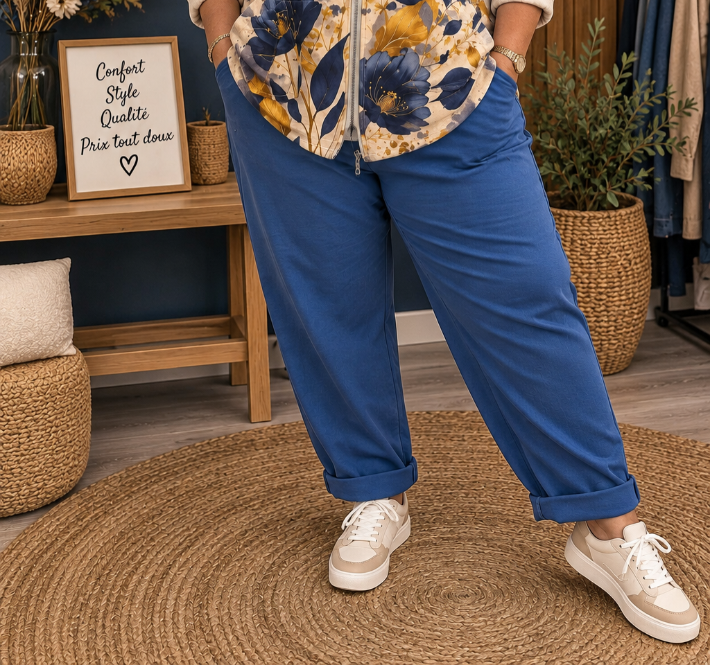 💙 Pantalon Magique Belle Taille – Bleu