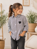 🖤 Chemise rayée Cœur – Fille