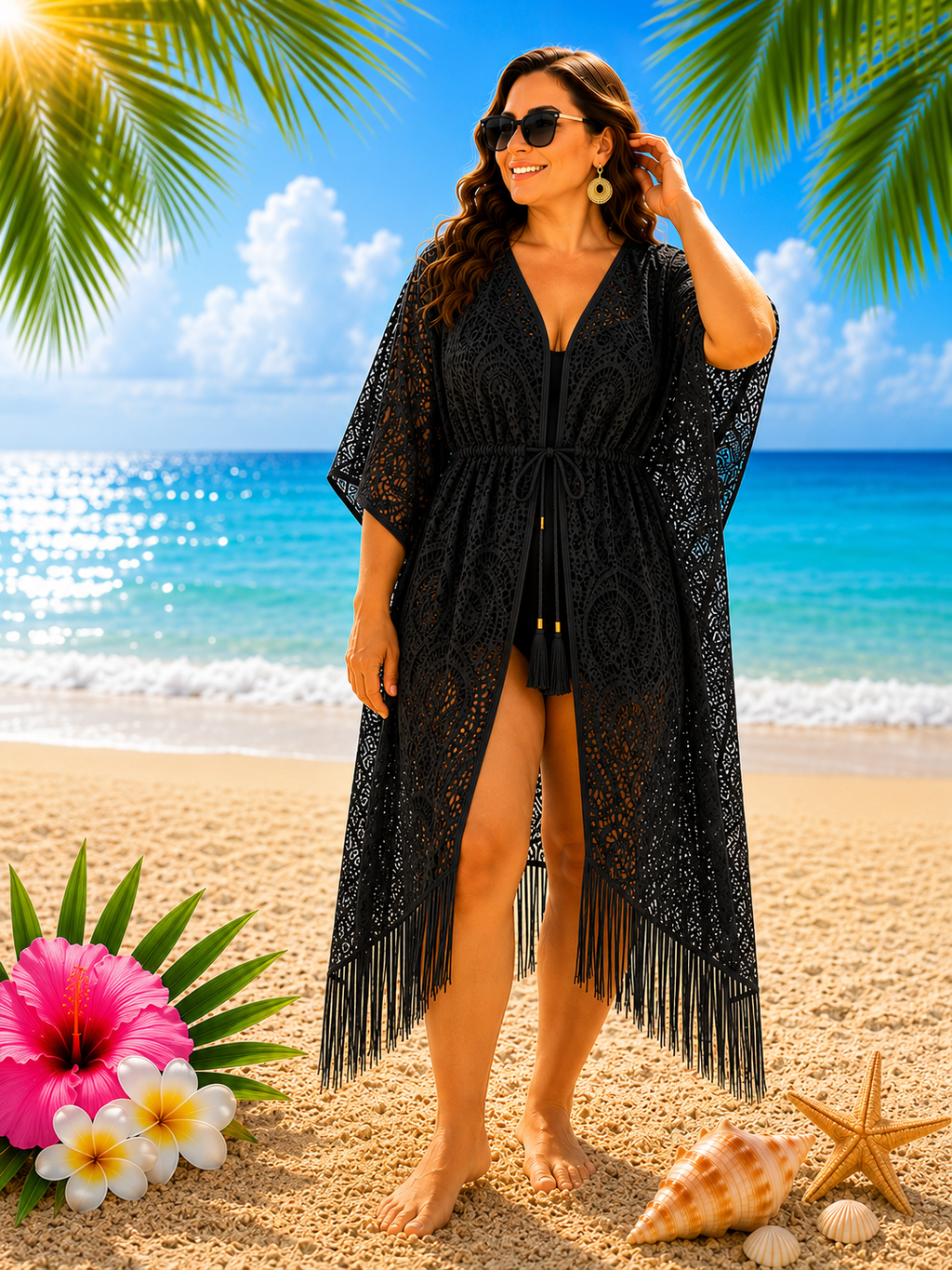 Kimono de plage dentelle – Taille unique