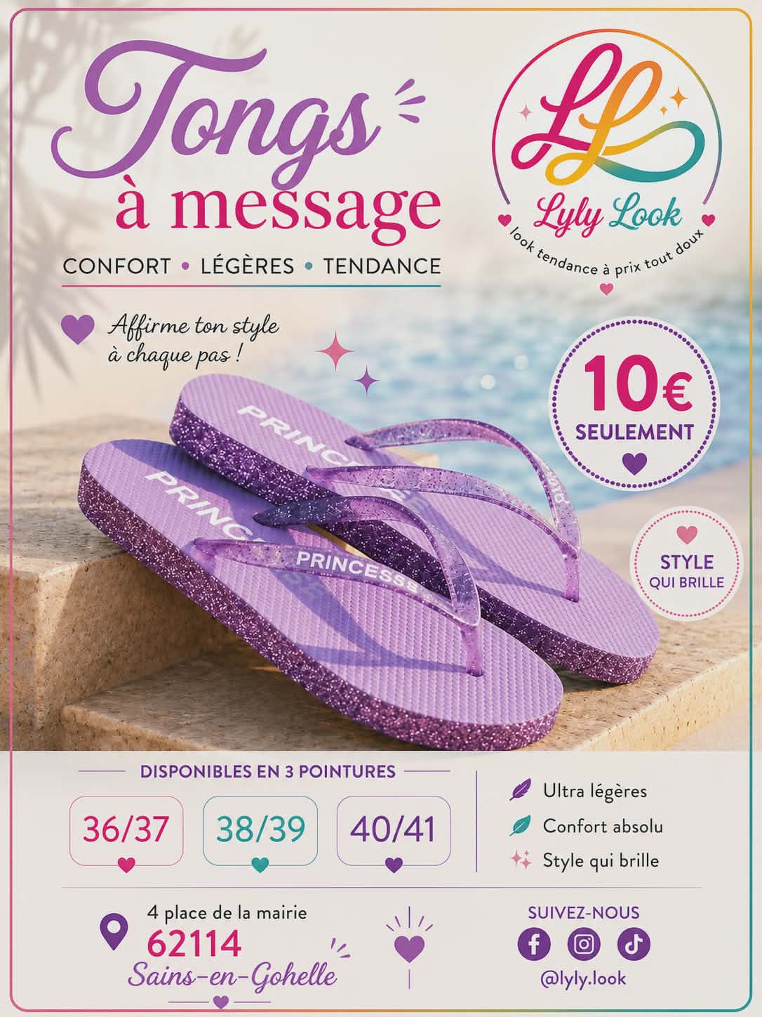Tongs à Message – PRINCESSE 💜