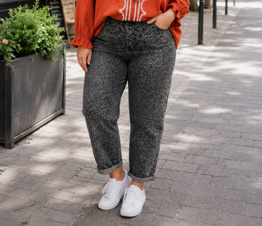 🖤 Jean MOM imprimé léopard