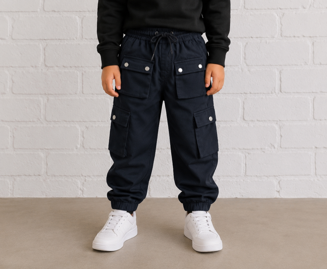 🖤 Pantalon cargo noir – Garçon