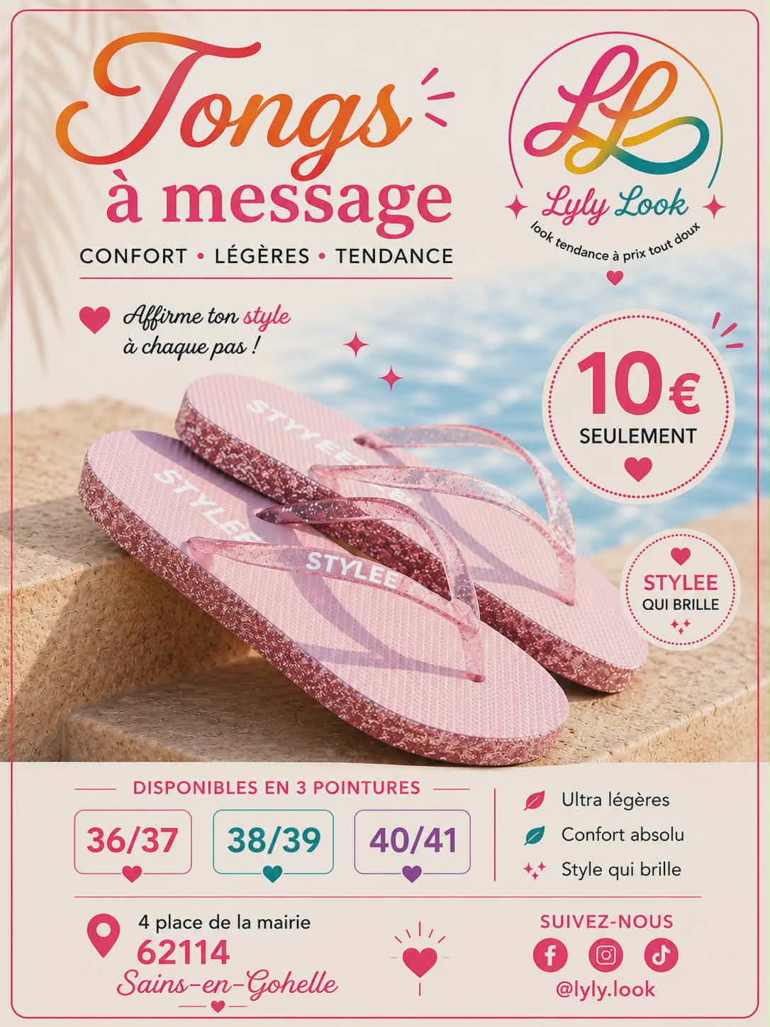 Tongs à Message – STYLEE 🩷✨