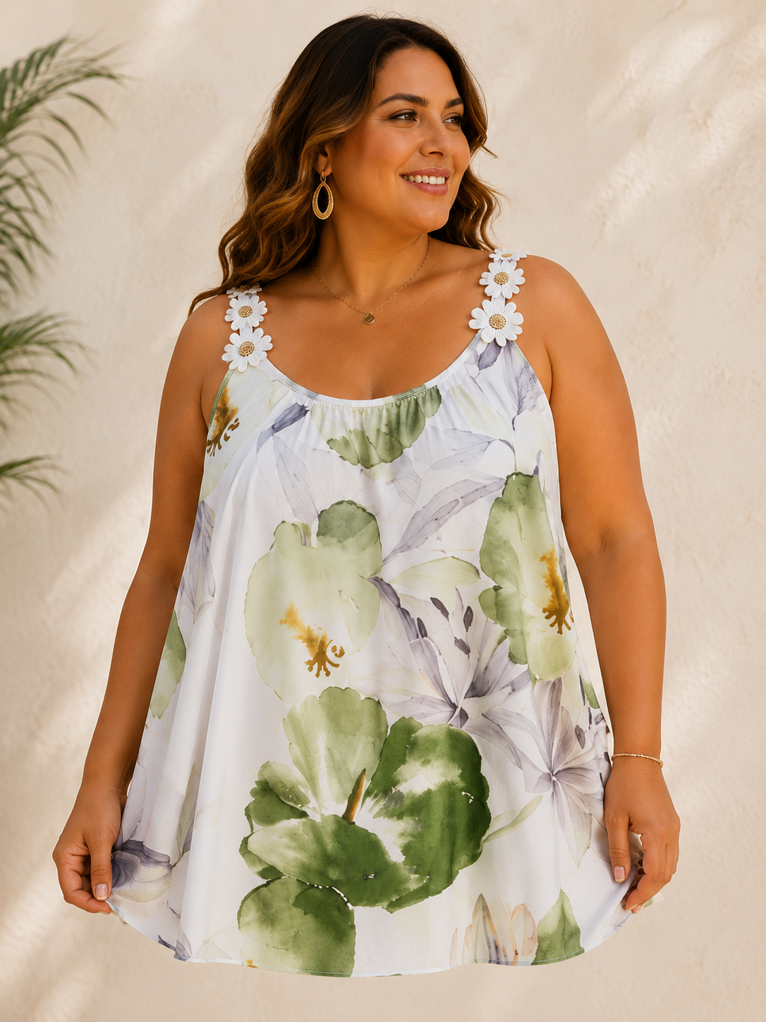 Débardeur Fleuri Grande Taille – Taille Unique (44 au 52) 🌸
