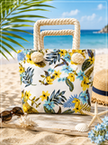 Sac de plage tropical jaune & bleu 🌺☀️