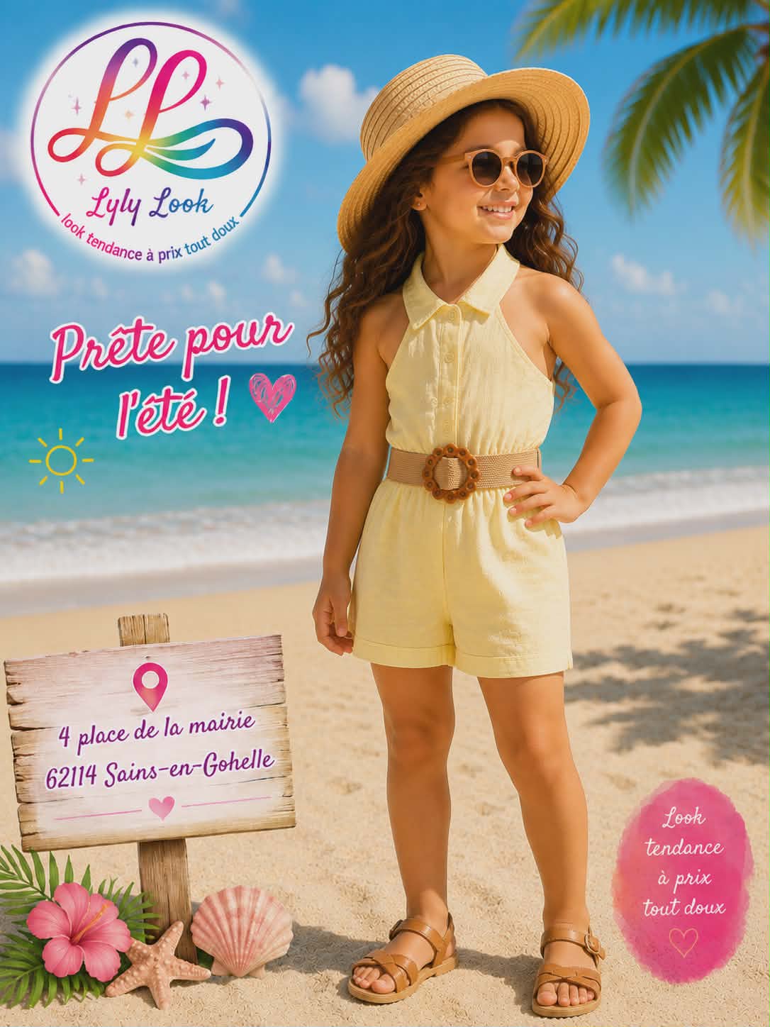 🌞 Combishort Fille Jaune – Prête pour l’été ! 🌞