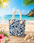 Sac de plage fleuri bleu