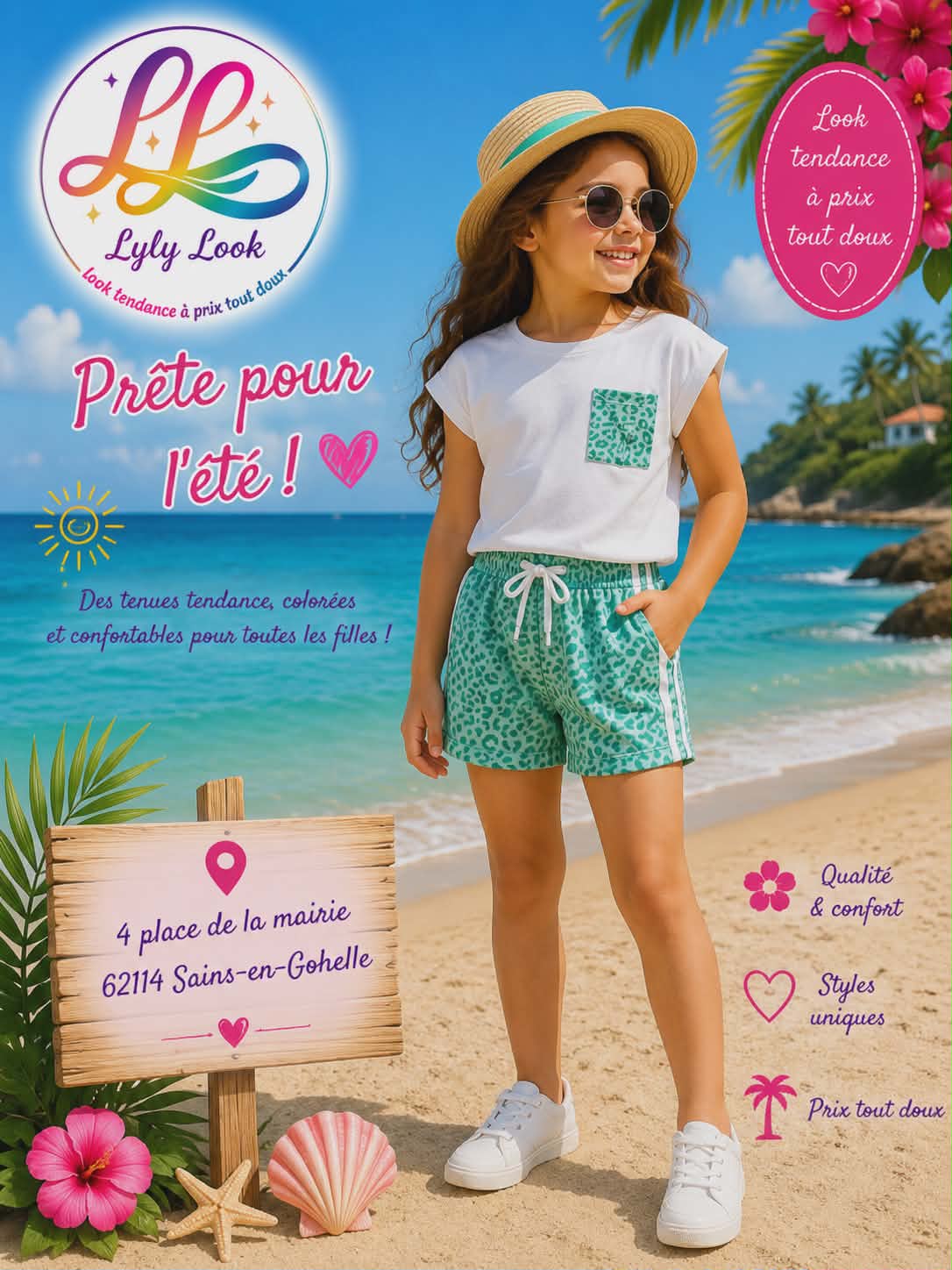 🌴 Ensemble Fille Vert d’Eau – Prête pour l’été ! 🌴