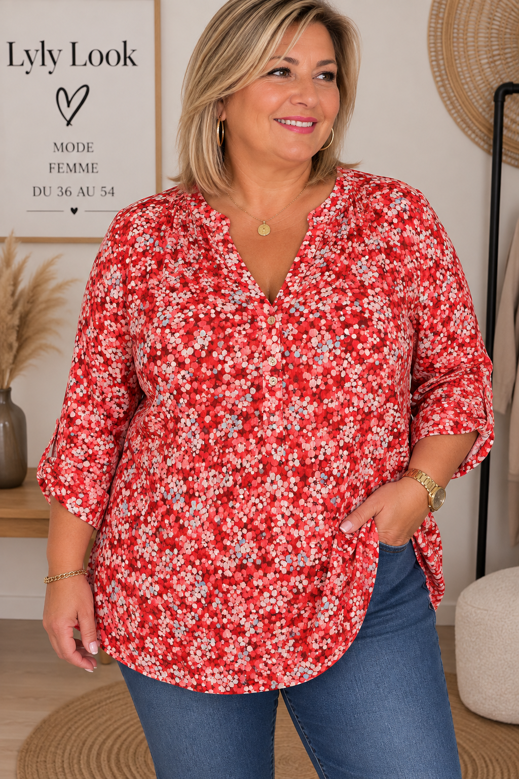 Chemisier effet daim imprimé – Belle Taille