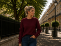 🍷 Pull bordeaux détails nœuds