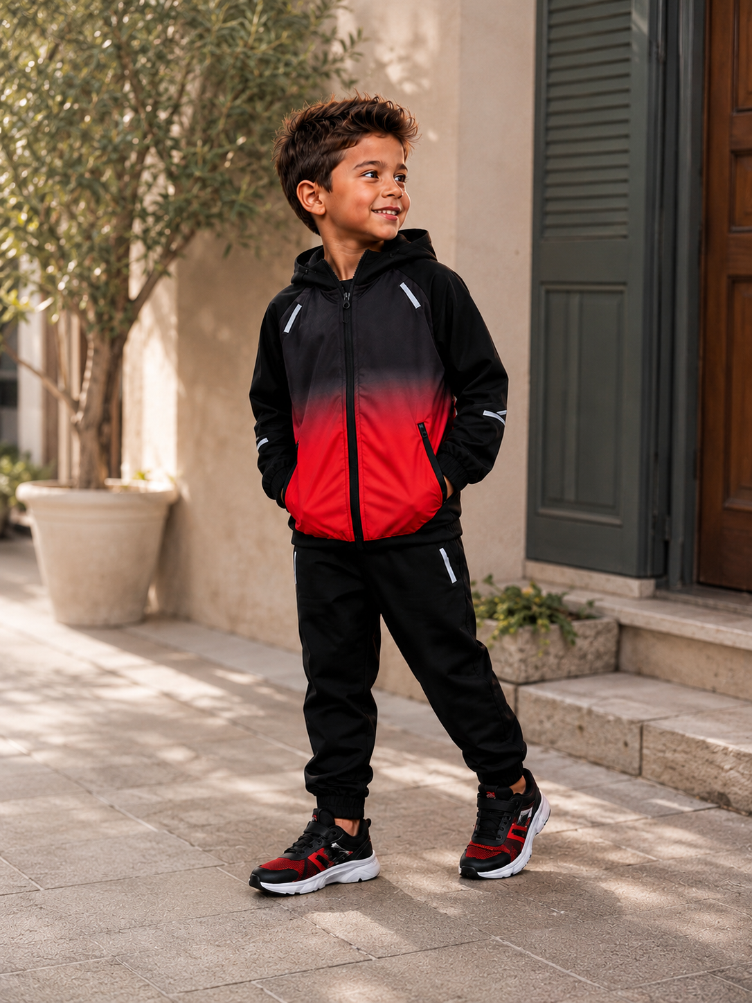 ❤️🖤 Ensemble coupe-vent & pantalon – Garçon