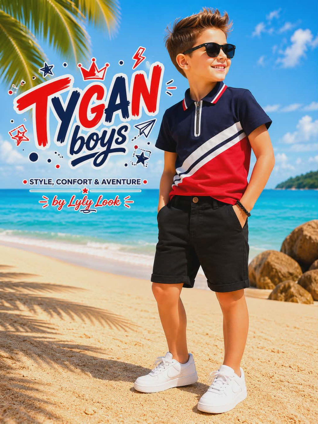 Polo garçon Tygan Boys – Élégance décontractée 💙🤍
